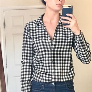 Gingham Button Down Shirt | Black/White | S